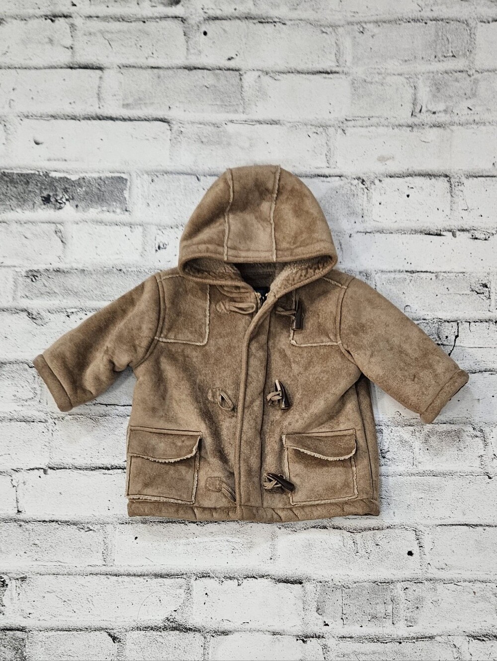 The Children's Place Baby Faux Shearling Hooded Toggle Coat 12 Months
